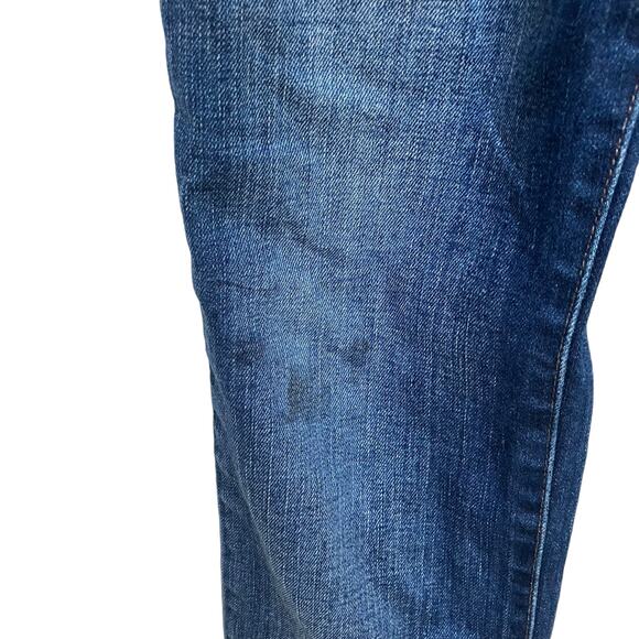 Free People Denim Overalls Sz 27 Blue Distressed Open Back Casual Boho Utility - Picture 6 of 16